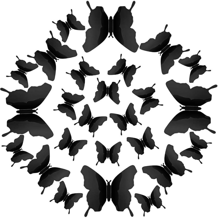 BBTO 48 Pieces Butterfly Wall Decor DIY Mirror 3D Butterfly Stickers Removable Decals for Home Be... | Amazon (US)
