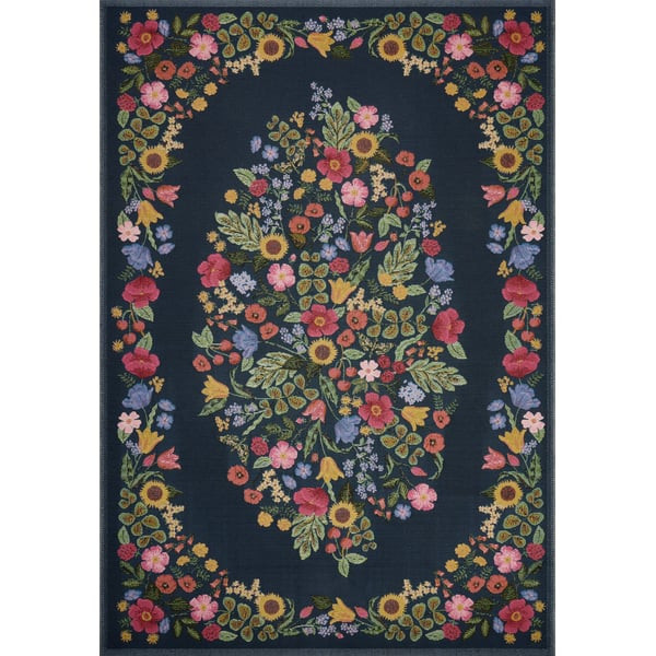 Perennial Blossom (PRN-01) Navy Outdoor Area Rug | Rugs Direct