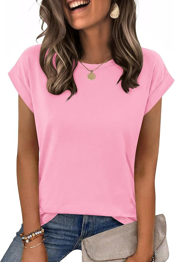 Zeagoo Womens Tops Summer Casual Cap Sleeve Tshirts Shirts Business Dressy Spring Fashion Outfits... | Amazon (US)