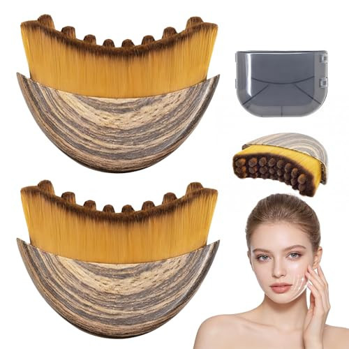 2 PCS Lymphatic Contour Face Brush, Manual Lymphatic Drainage Massager, Natural Makeup Brushes with Durable Soft Bristles, Hypoallergenic Ergonomic Facial Cleansing Brush for Sculpting | Amazon (US)