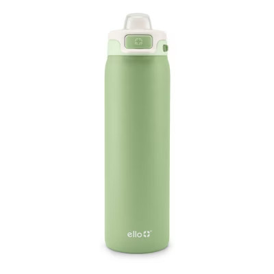 Ello Pop and Fill 22oz Stainless Steel Water Bottle Melon Green: Vacuum-Insulated, Leakproof, Twist-Off & Flip-Top Lid | Target
