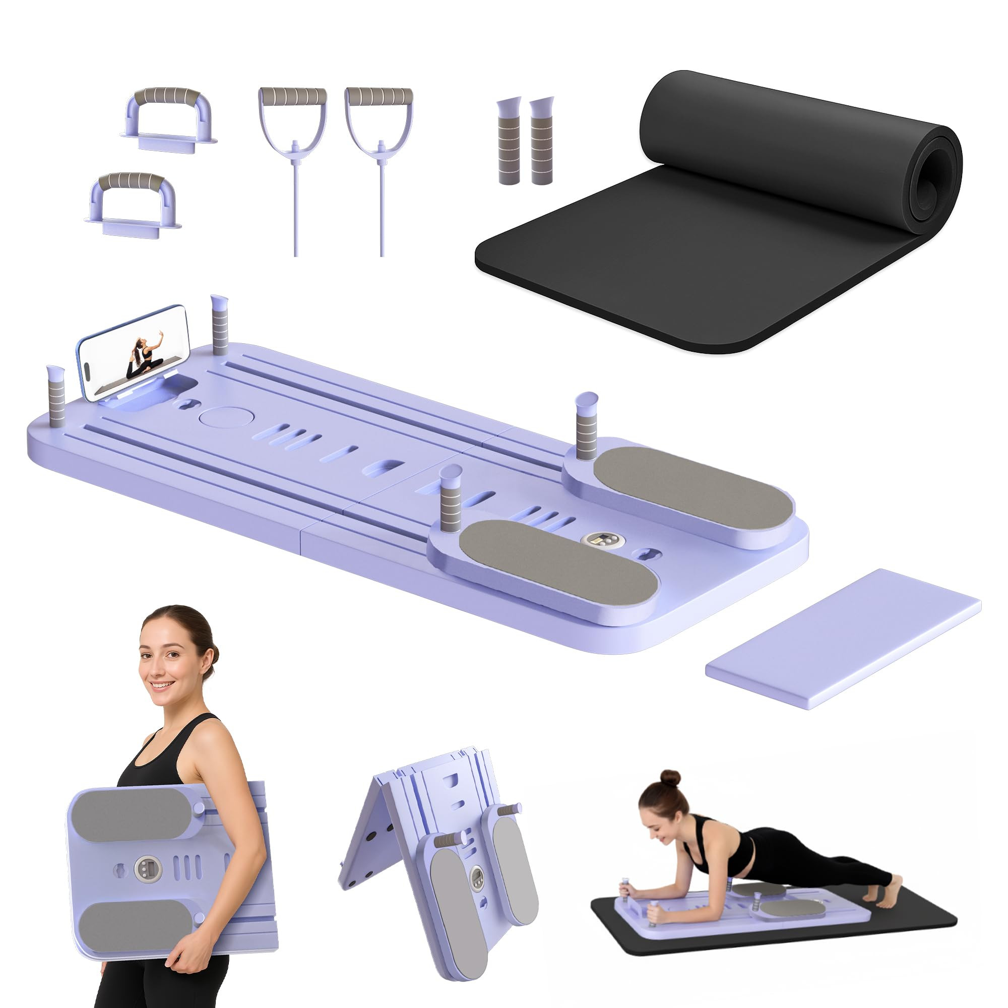 Pilates Board, Foldable Pilates Reformer Set for Home, Multifunctional Portable Pilates Reformer ... | Amazon (US)