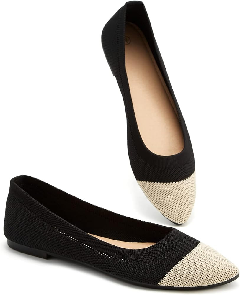 BABUDOG Women's Mesh Flats Shoes Pointed-Toe Dress Shoes for Women Black Flats Shoes Comfortable Mem | Amazon (US)