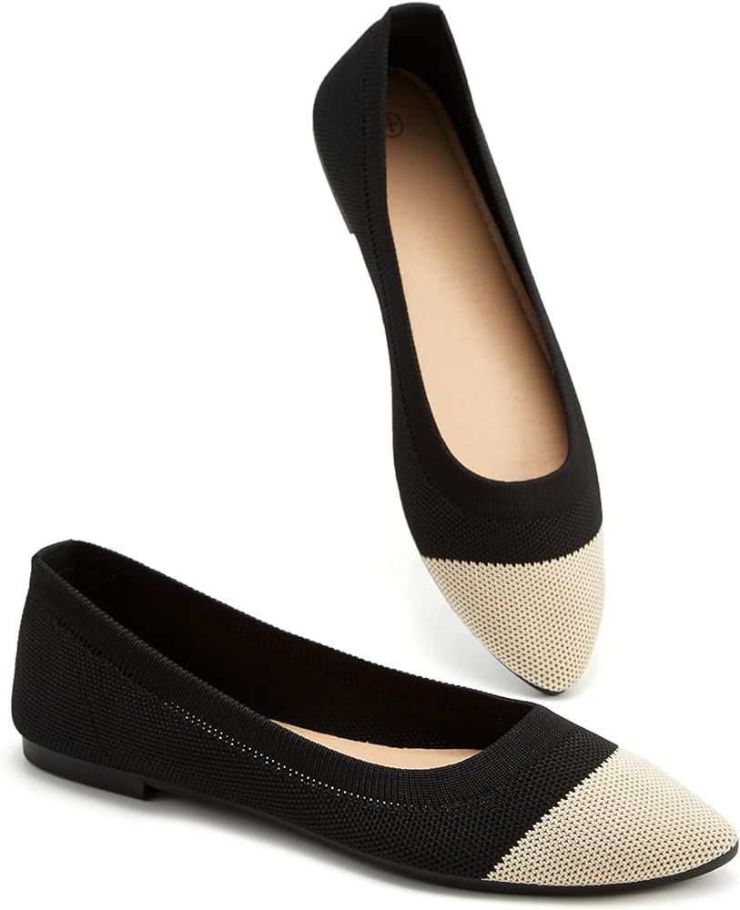 BABUDOG Women's Mesh Flats Shoes Pointed-Toe Dress Shoes for Women Black Flats Shoes Comfortable Mem | Amazon (US)