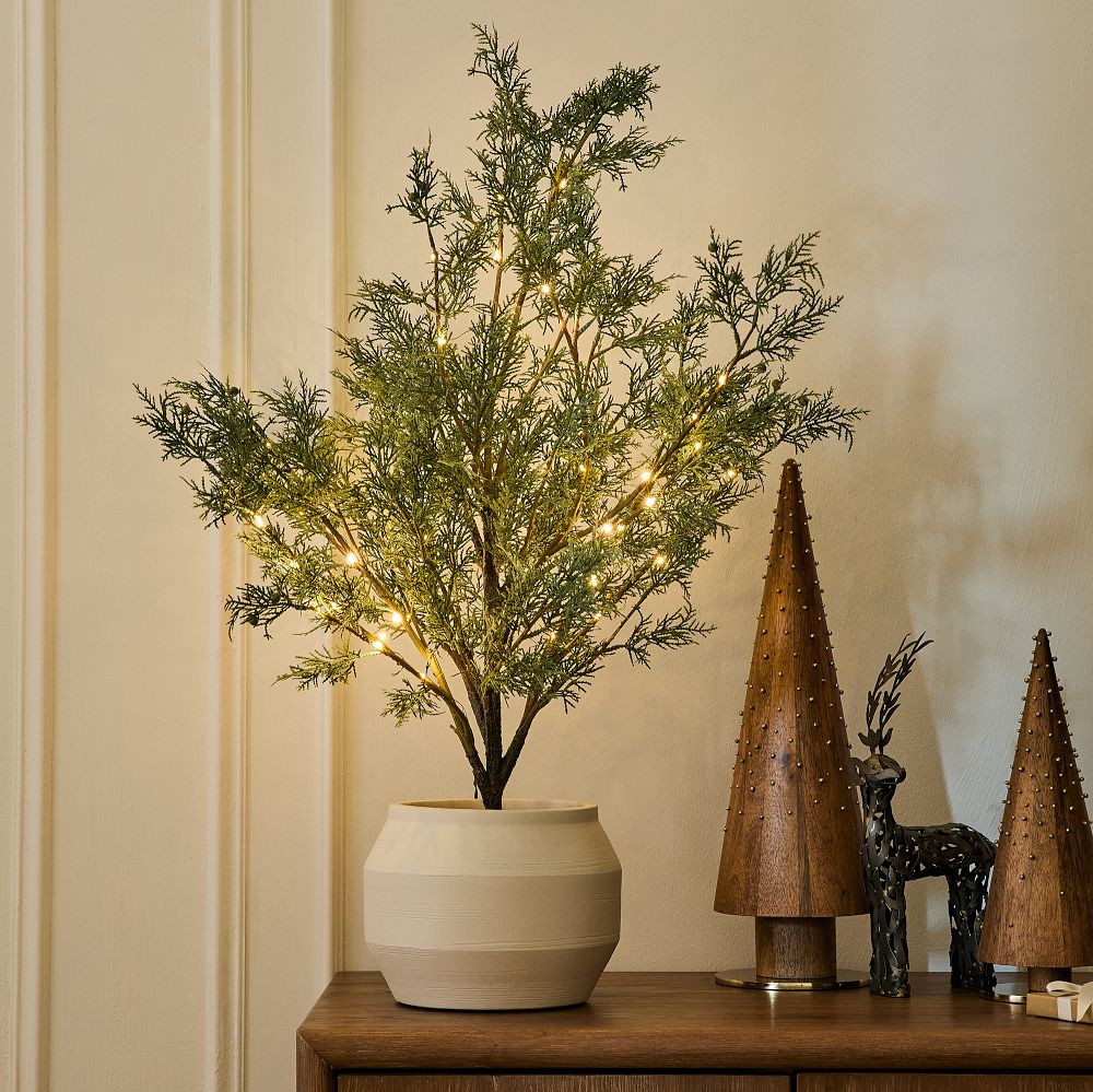 Pre-Lit Faux Potted Juniper Tabletop Tree | West Elm (US)