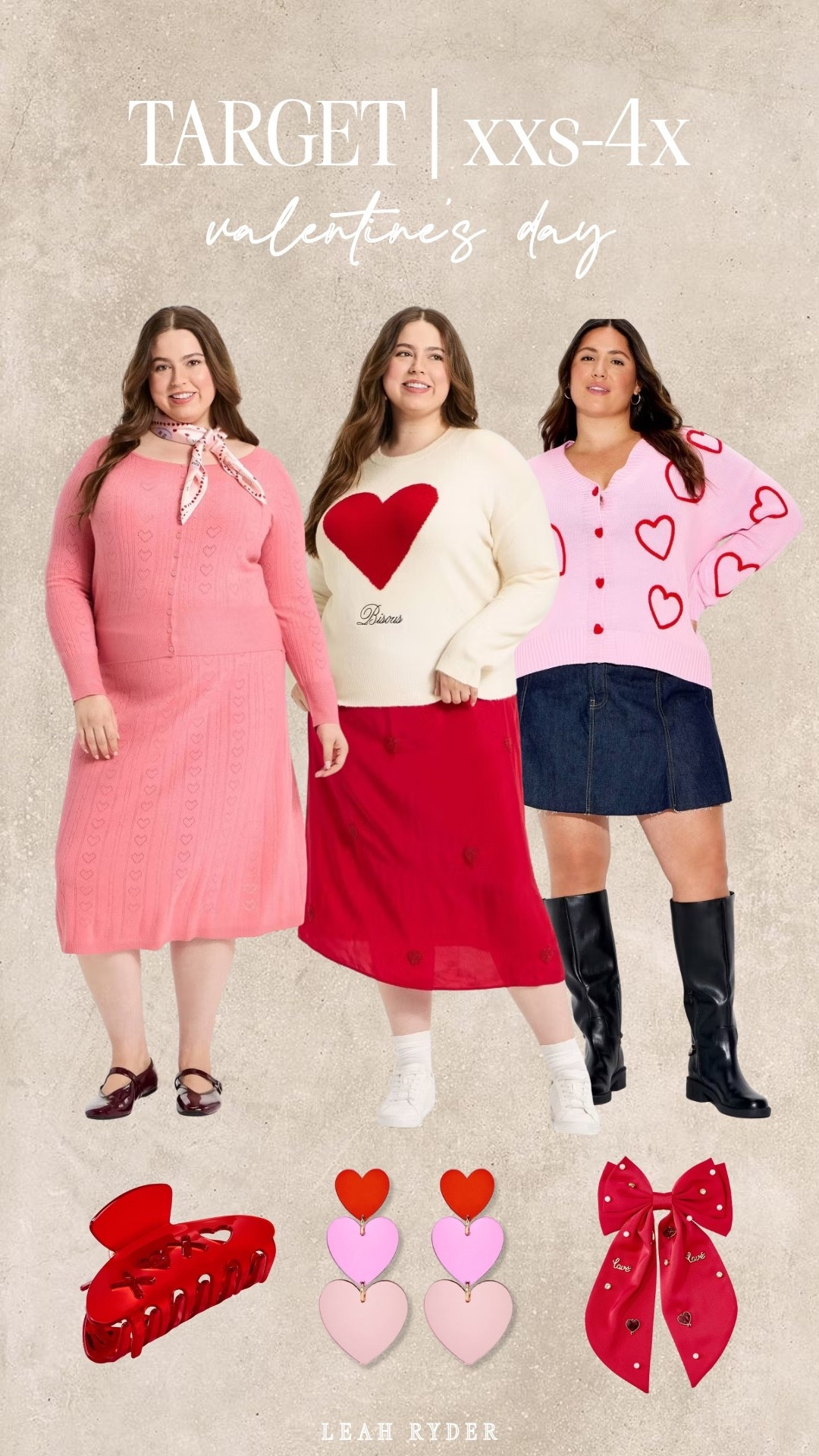 Target’s Valentine’s Day collection offers cute, wearable pieces in sizes XXS–4X. These heart sweaters, cardigans, skirts, and accessories are easy to mix into everyday outfits. The silhouettes are comfortable, flattering, and budget-friendly. Great for Valentine’s outfits, classroom events, or casual date nights.

#LTKPlusSize #LTKselfcare #LTKSeasonal