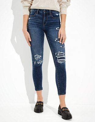 AE Forever Soft Patched High-Waisted Jegging Crop | American Eagle Outfitters (US & CA)