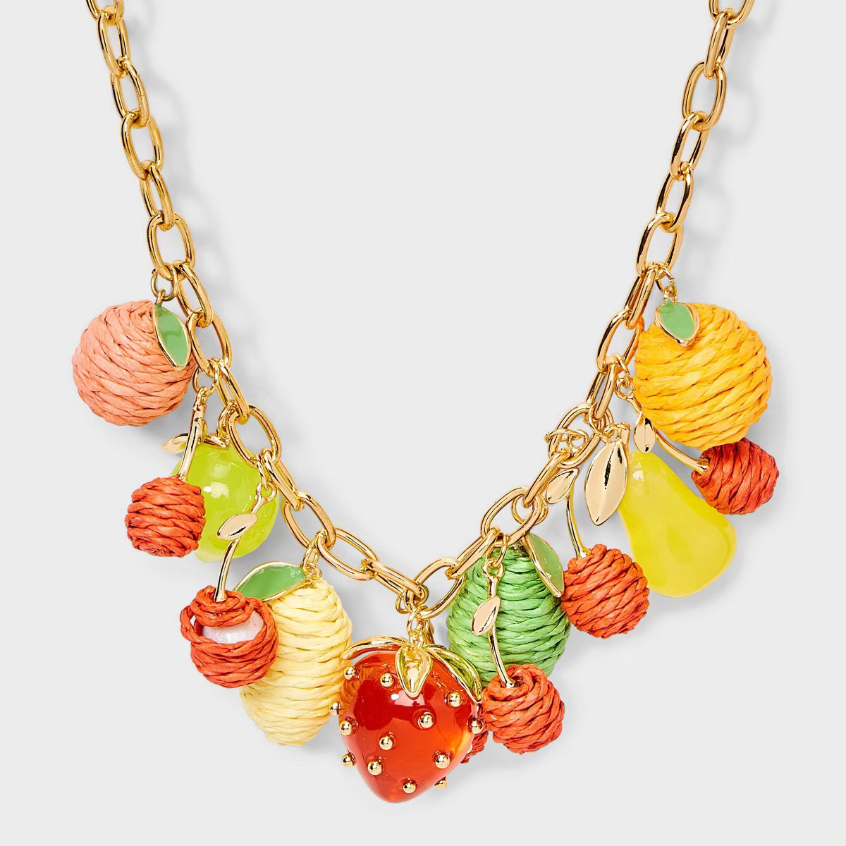 Multi Fruit Charm Chain Necklace - A New Day™ Red/Yellow | Target