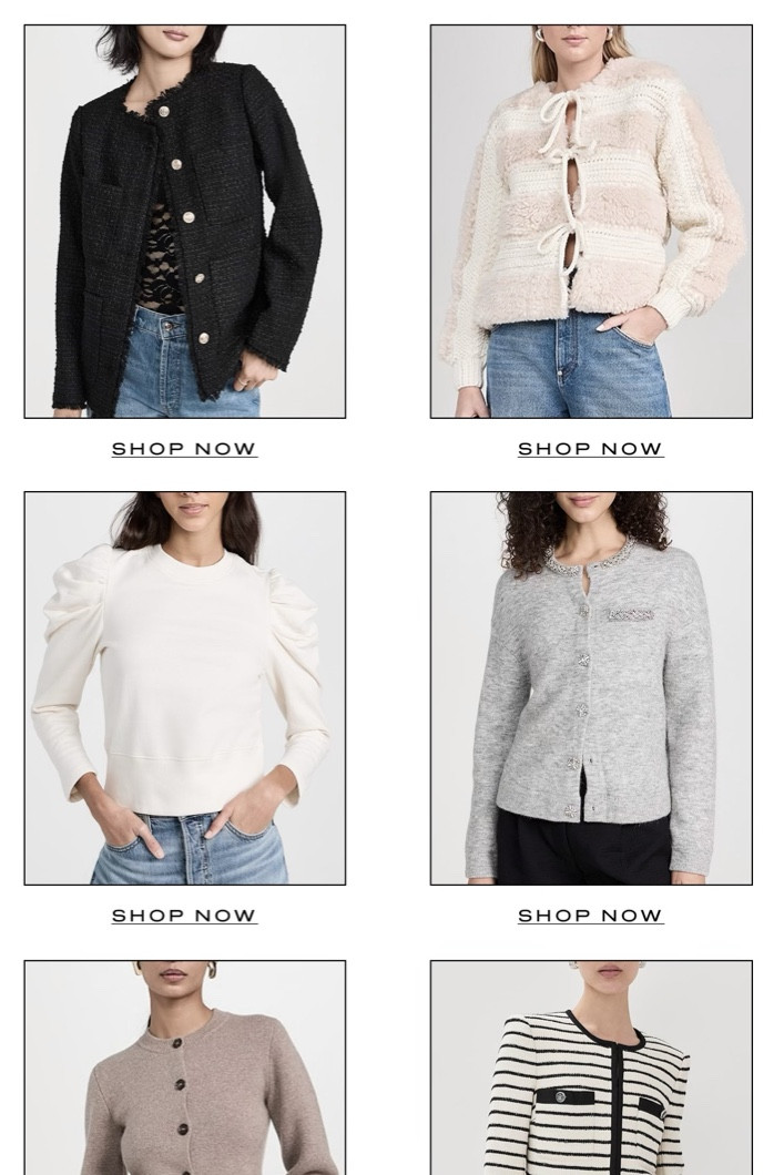 Jackets & sweaters included in the Shopbop style event! 