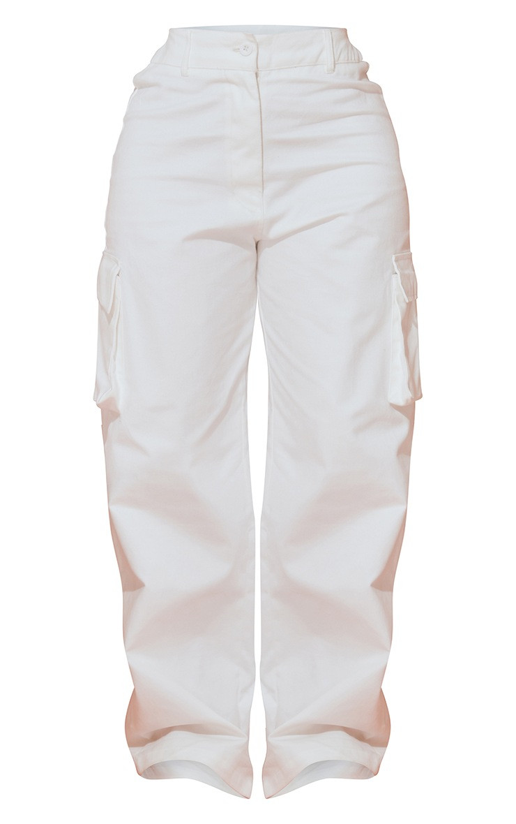 Shape Cream Pocket Detail Wide Leg Cargo Pants | PrettyLittleThing US