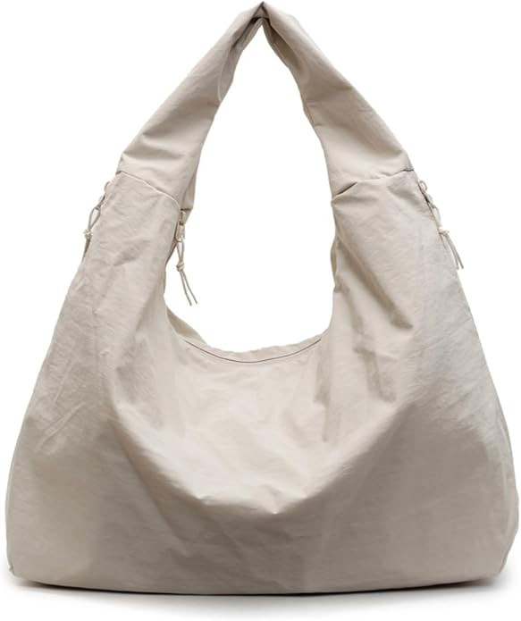 Slouchy Tote Bag 2026 Nylon Solid Pleated Handbag Men Women Large Shoulder Travel Gym Casual Comm... | Amazon (US)