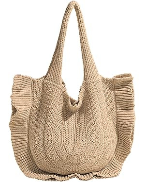 Crochet Beach Bags For Women Trendy Summer Cute Beach Tote Bag Aesthetic Knit Bag Vacation Handba... | Amazon (US)