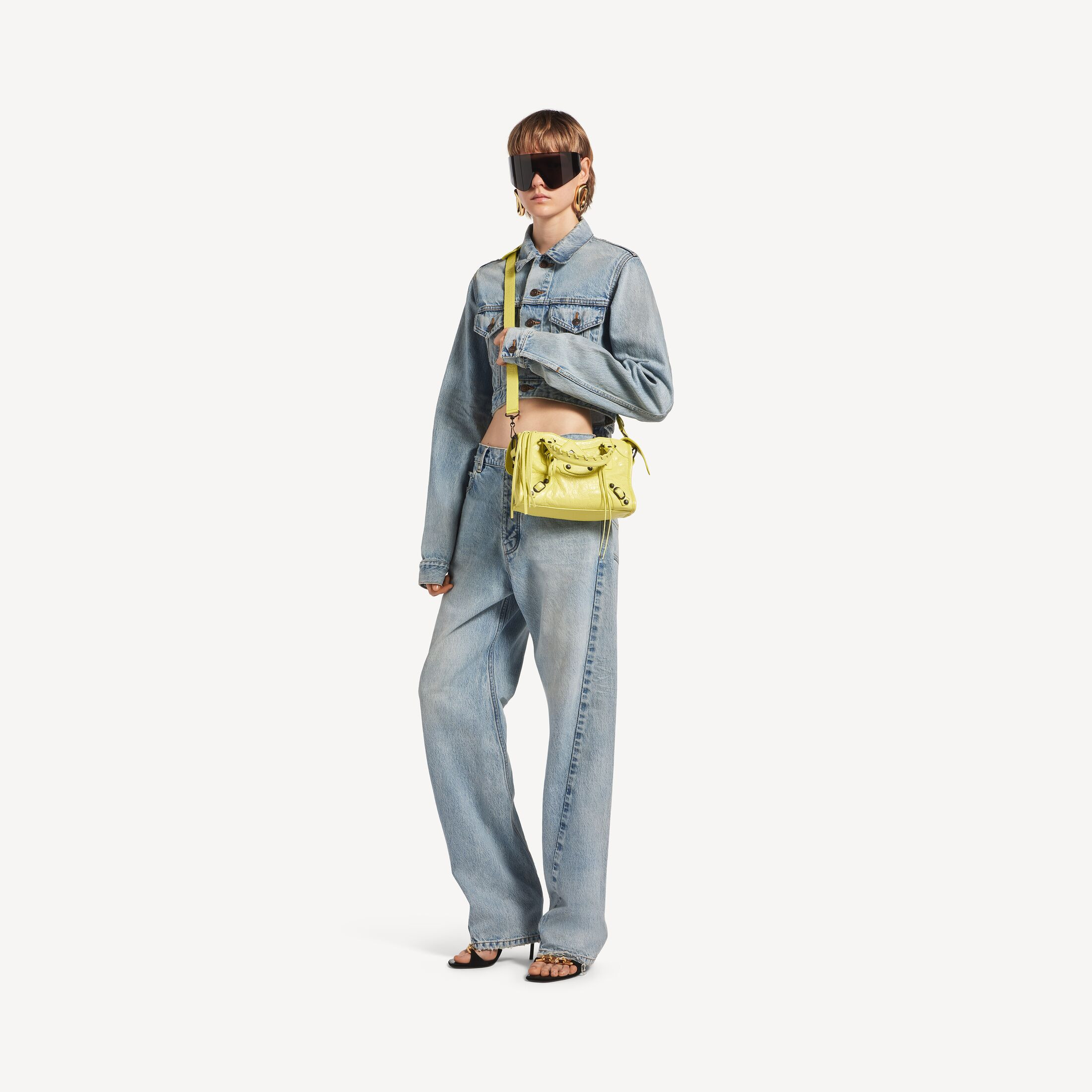 Le City Bag Small in lemonade Arena lambskin, brass hardware | Balenciaga