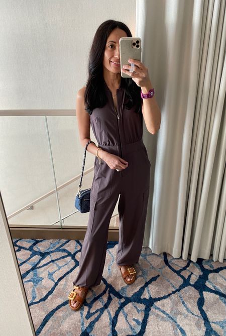 Jumpsuit is great for travel and vacation because it is lightweight and doesn’t really wrinkle. True to size and im in Petite at 5’4. You can cinch pants legs to wear them as joggers too. Cruise outfit  

#LTKTravel #LTKOver40 #LTKSaleAlert