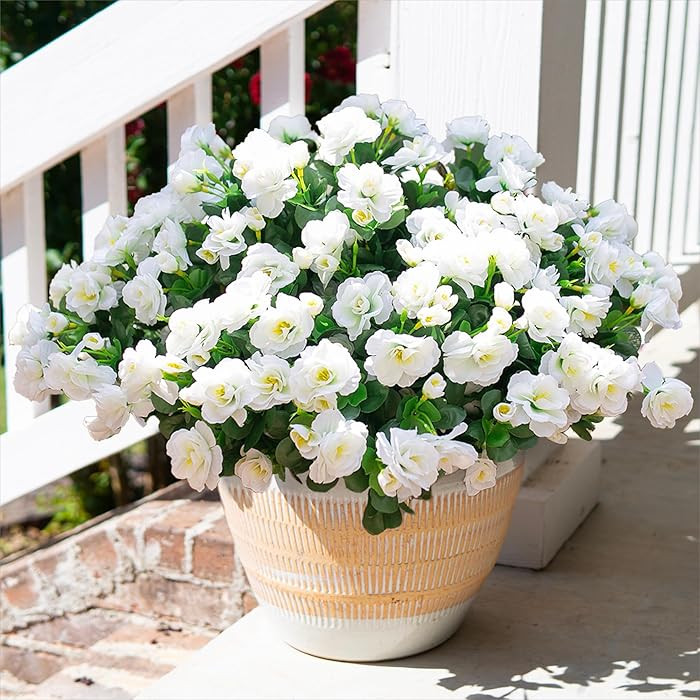 HyeFlora Artificial Fake Flowers Plants for Outdoor Outside Spring Decoration, Faux Silk White Ca... | Amazon (US)