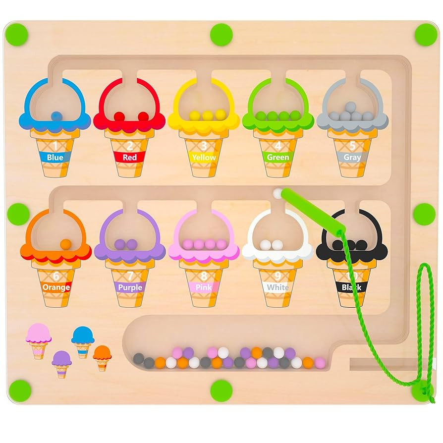 Magnetic Color & Number Maze - Montessori Wooden Color Matching Learning Counting Puzzle Board - ... | Amazon (US)
