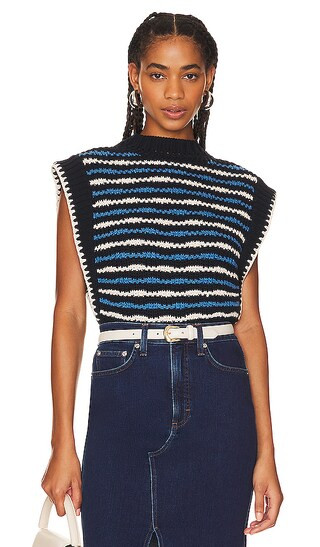 Tarina Sweater Vest in Navy Multi | Revolve Clothing (Global)