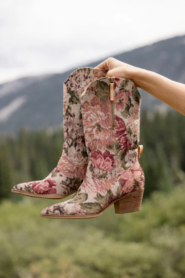 Brilee Floral Tapestry Cowboy Boots SALE | Pink Lily