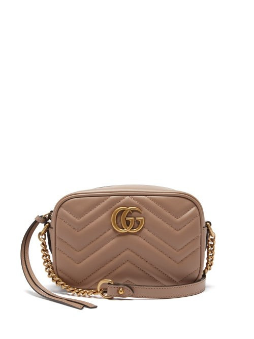 Gucci - GG Marmont Mini Quilted Leather Cross-body Bag - Womens - Pink | Matches (US)