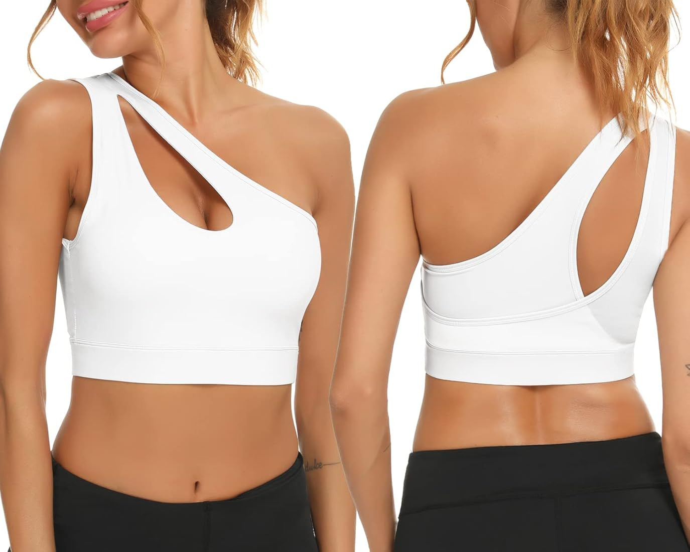 Enjoyoself One Shoulder Sports Bra Removable Padded Sexy Yoga Top Medium Support | Amazon (US)