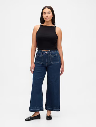 Curvy High Rise Stride Wide-Leg Ankle Jeans | Gap (US)
