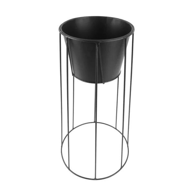Mainstays Tall Black Metal Trapezoidal Plant Stand, 12 in Dia x 22 in H | Walmart (US)