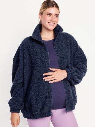 Maternity Oversized Full-Zip Sherpa Jacket | Old Navy (US)