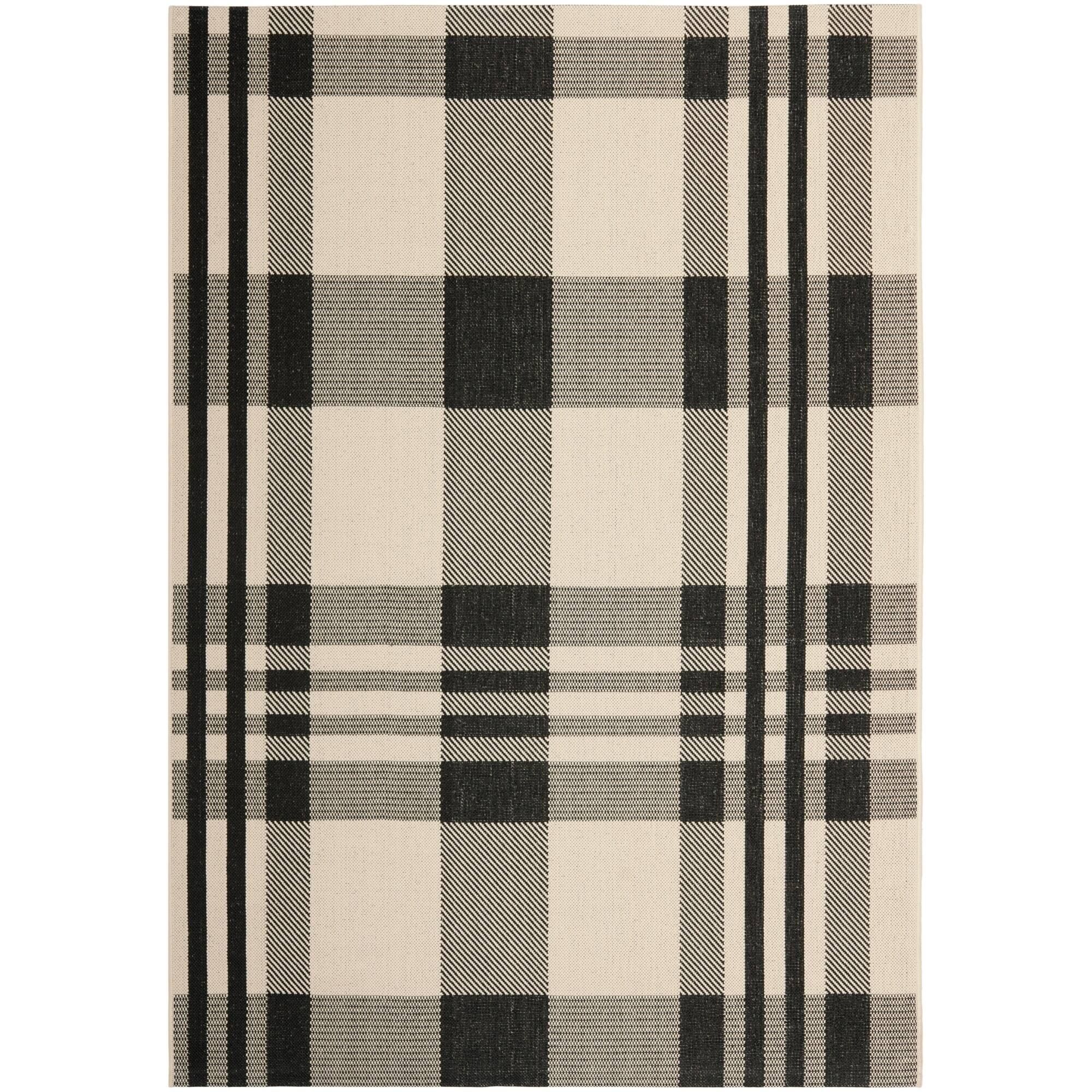 Safavieh Courtyard Plaid Black/ Bone Indoor/ Outdoor Rug | Bed Bath & Beyond