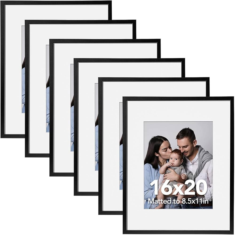 SYNTRIFIC 16X20 Poster Frame Black Set of 6, Picture Frame 11x14 with Mat or 16x20 without Mat, L... | Amazon (US)
