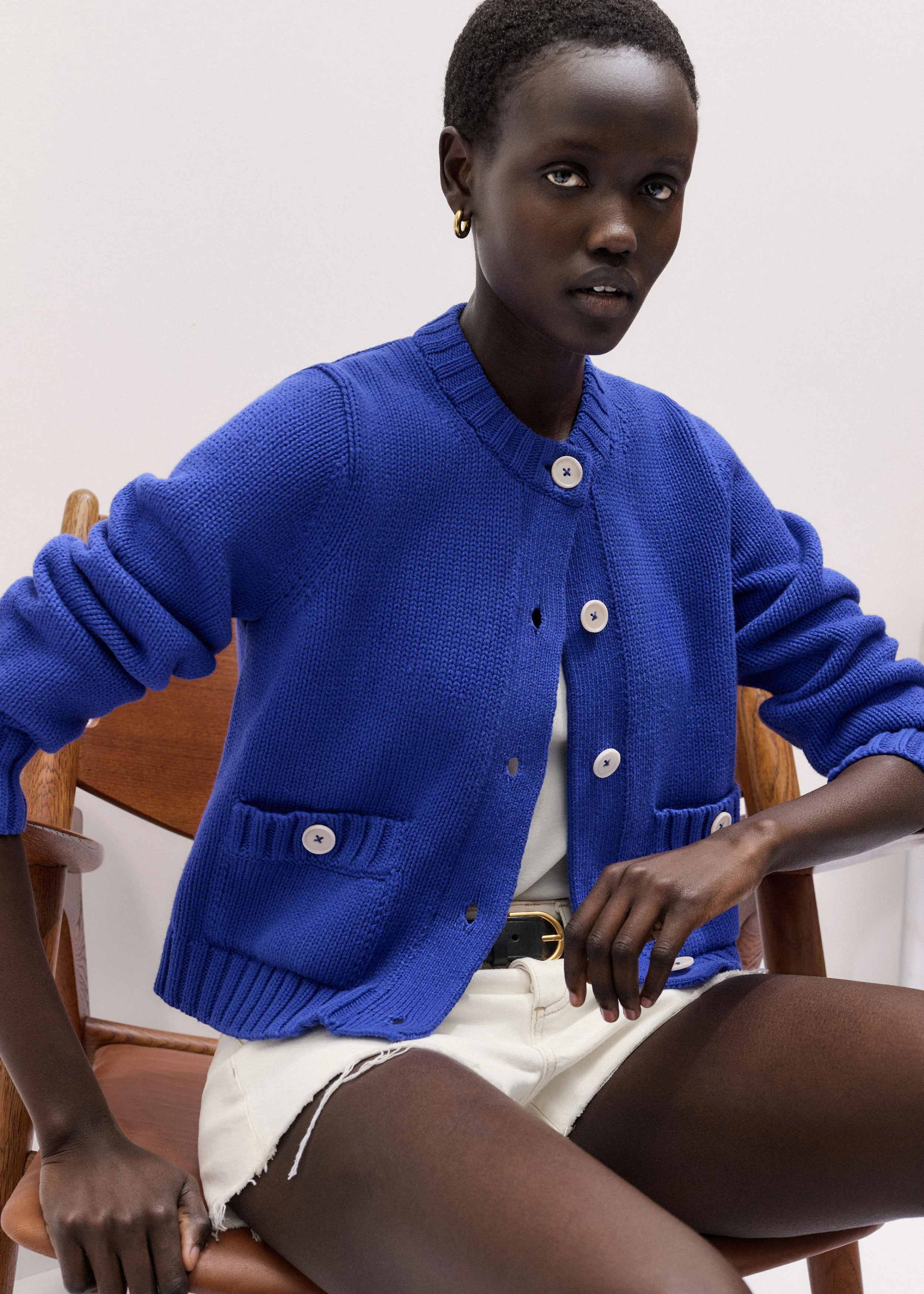 Straight Crop Cardigan Chunky Cotton Knit | ME+EM Global (Excluding US)