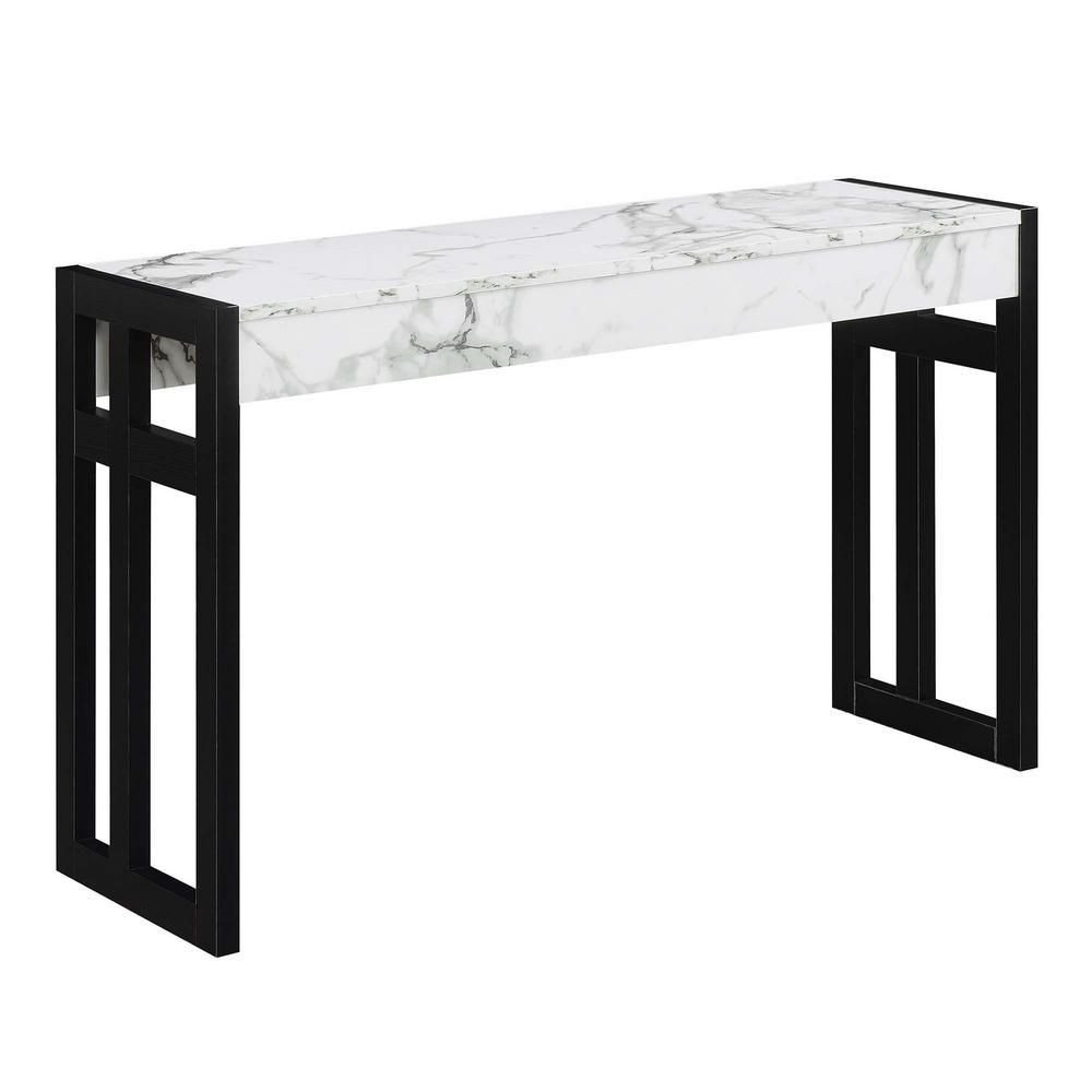 Convenience Concepts Monterey 49.5 in. Faux Birch and Black 30 in. Rectangle Wood Console Table, Whi | The Home Depot