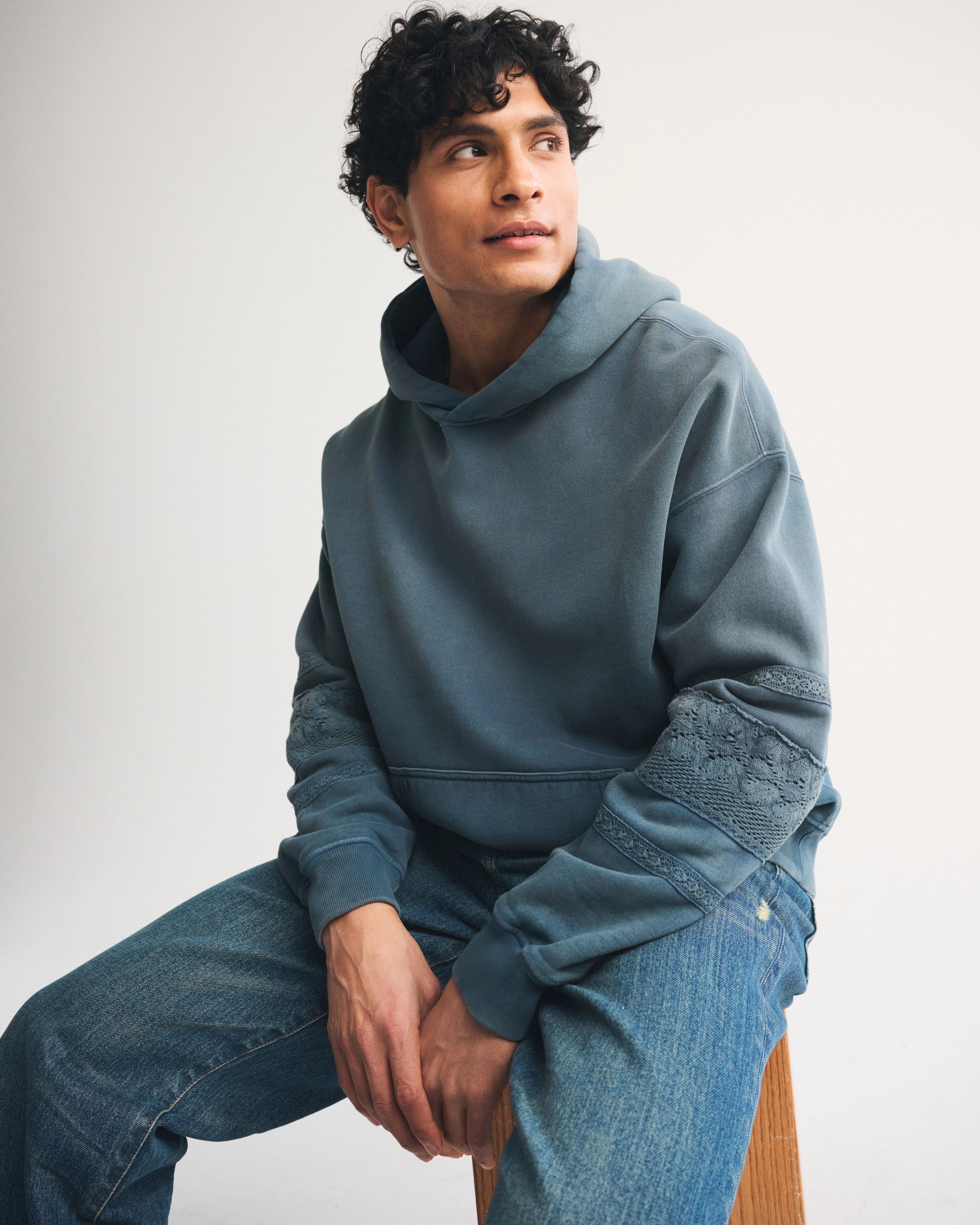 Essential Popover Crochet-Style Hoodie | Abercrombie & Fitch (US)