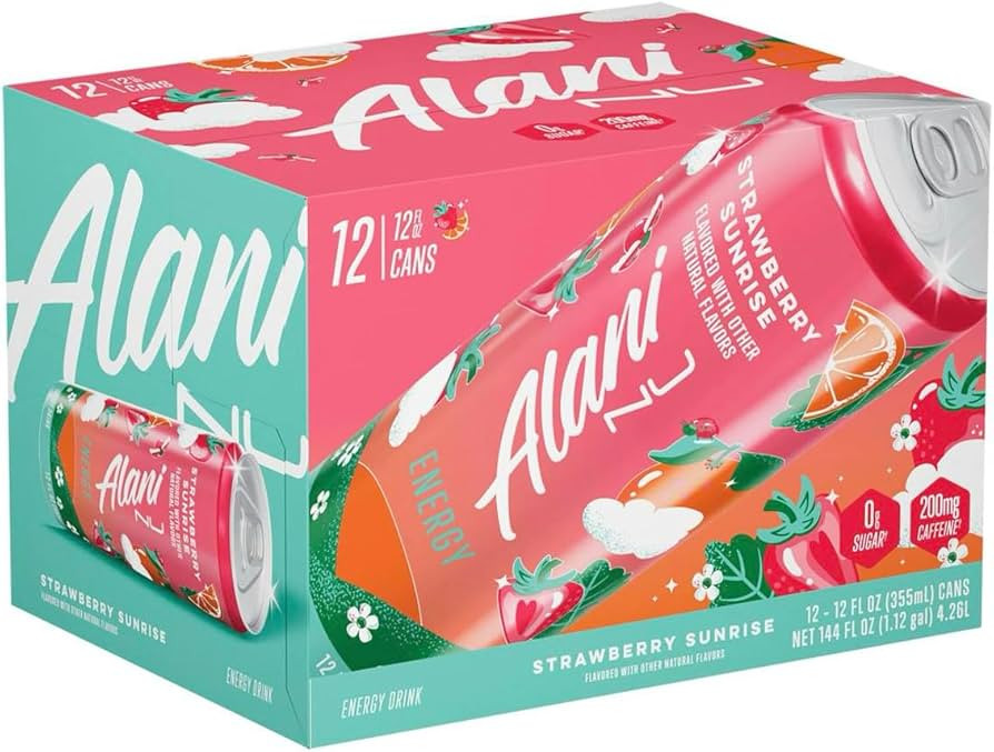 Alani Energy Drinks - Strawberry Sunrise, Zero Sugar, Energy Boost Drinks - 12 Pack | Amazon (US)
