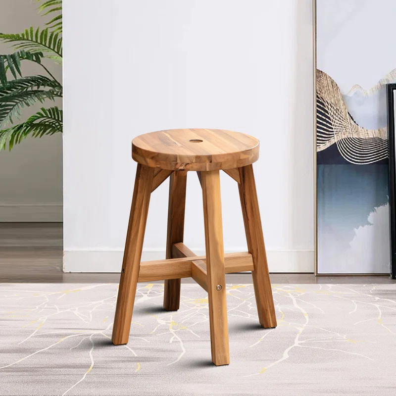 Minimalist Round Top Stool With Footrest | Wayfair North America