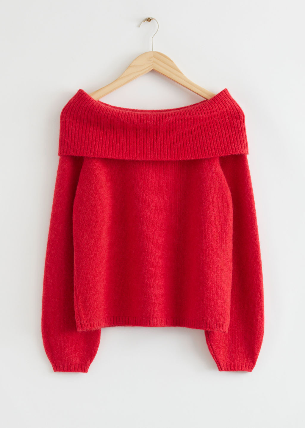 Chunky Off Shoulder Wool Sweater - Red | & Other Stories US