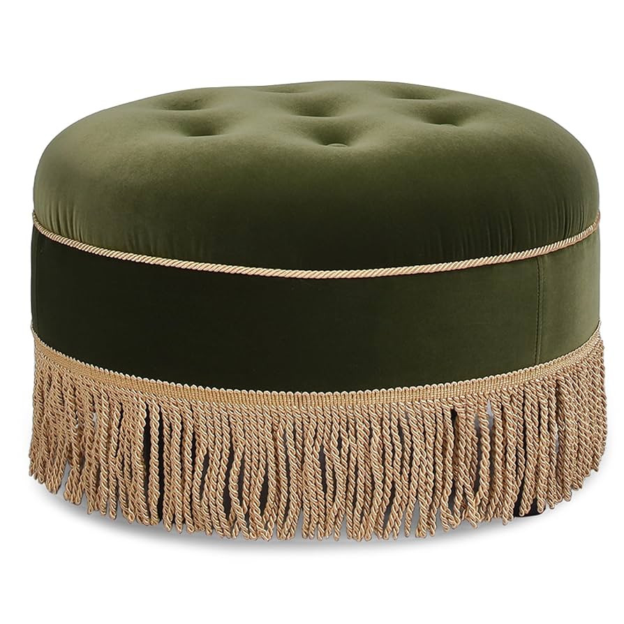 Jennifer Taylor Home Yolanda 24" Round Upholstered Accent Ottoman, Medium | Amazon (US)