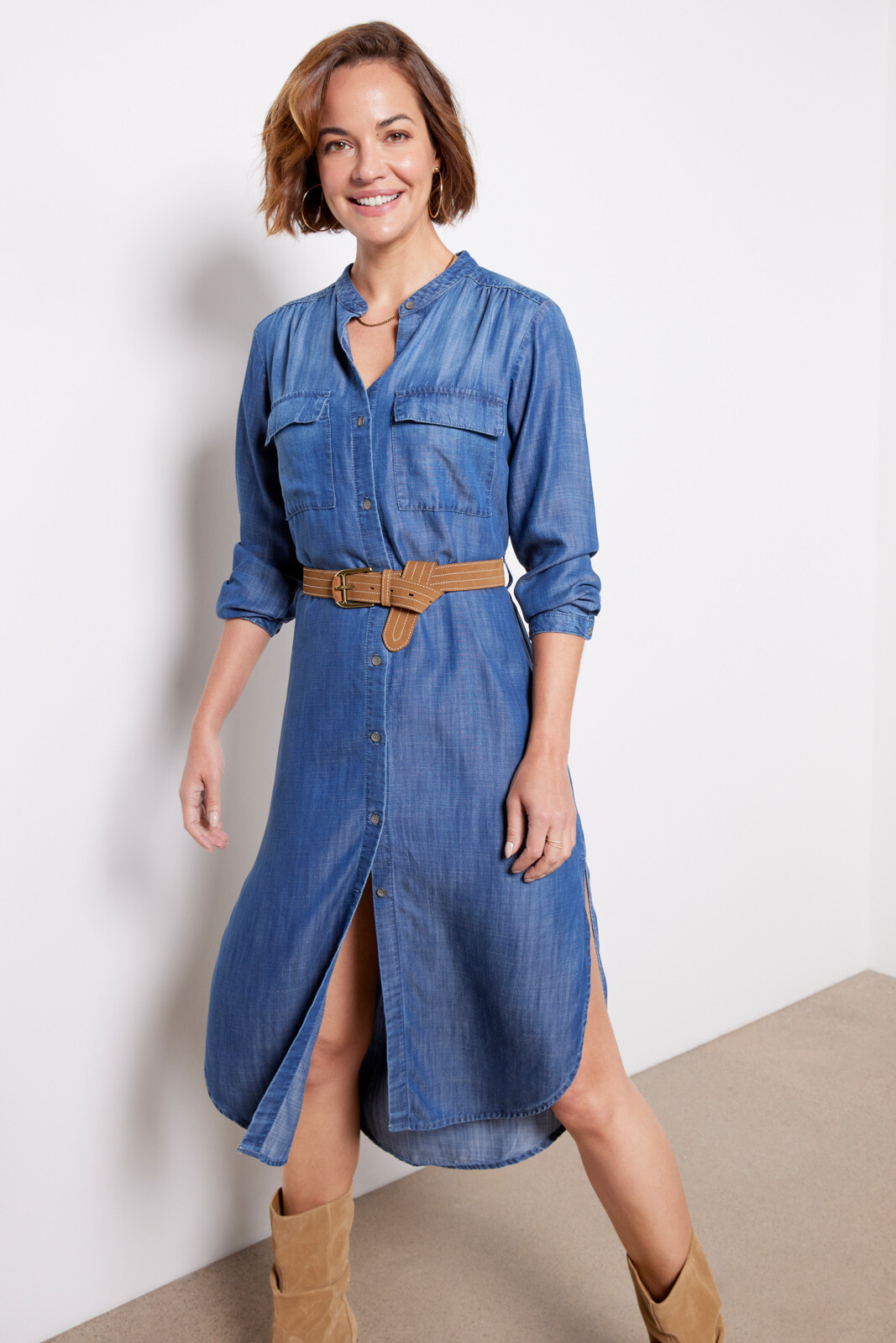 Curved Hem Shirt Dress | Evereve