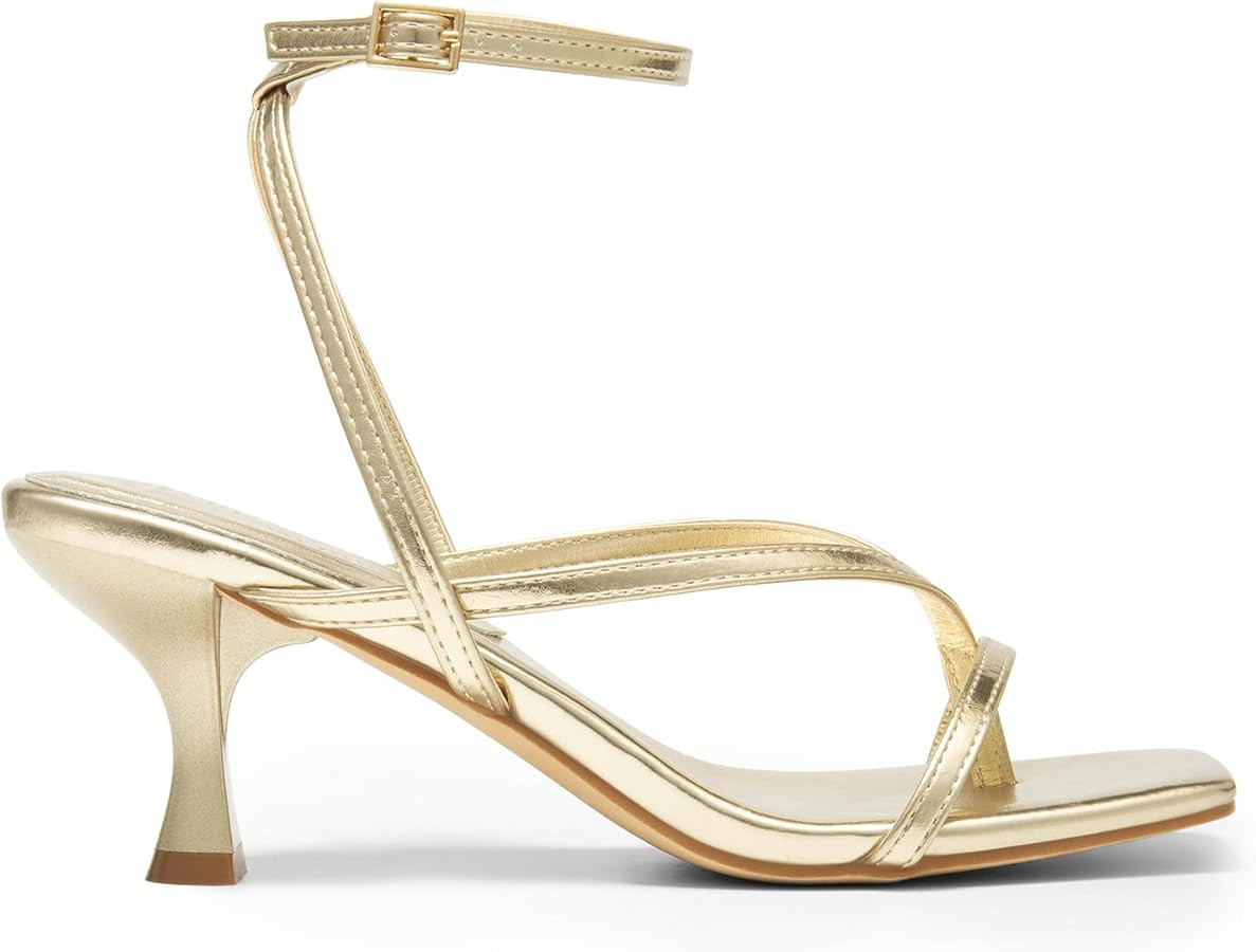 DREAM PAIRS Women's kitten Low Strappy Lace Up Heels for Women Open Square Toe Thong Ankle Strap ... | Amazon (US)