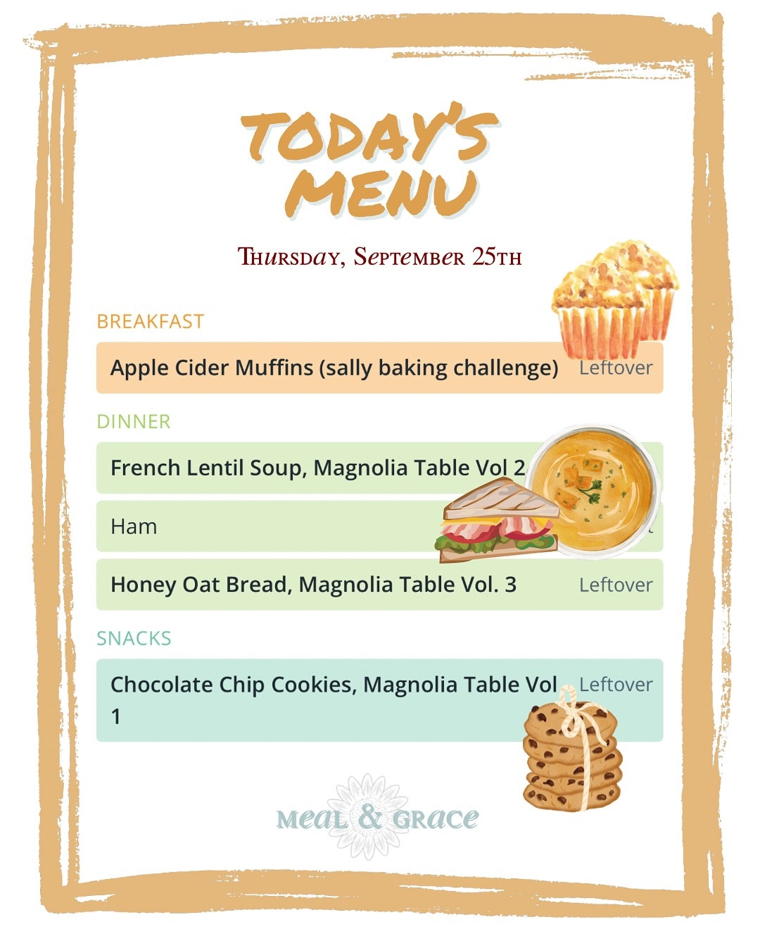 Today’s menu proves that simple can still be soulful. A ham sandwich on homemade honey oat bread with a side of French lentil soup — because sometimes comfort looks like two classics sitting down at the same table. 🥖🍲

Full menu and story on the blog, link in bio @mealandgrace.blog 

What’s on your menu? 

Gracefully yours,
🫶🏻 Jeanie Jo

#plantoeat #mealandgrace #dinnerinspo #whatsonthemenu #brunchideas #homecooking #foodgram #foodblogger

#LTKHome #LTKFindsUnder50 #LTKSeasonal