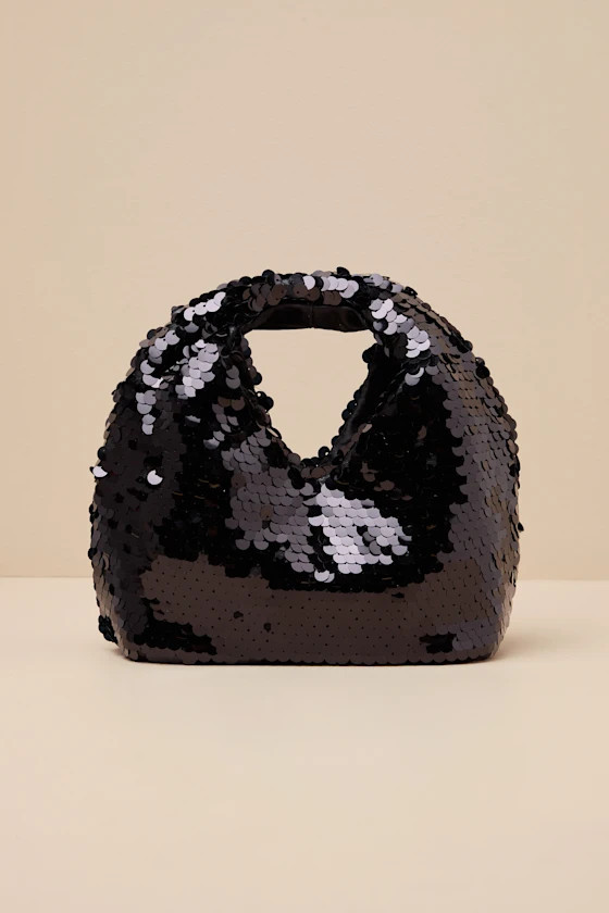 Dahlia Black Sequin Clutch Bag | Lulus
