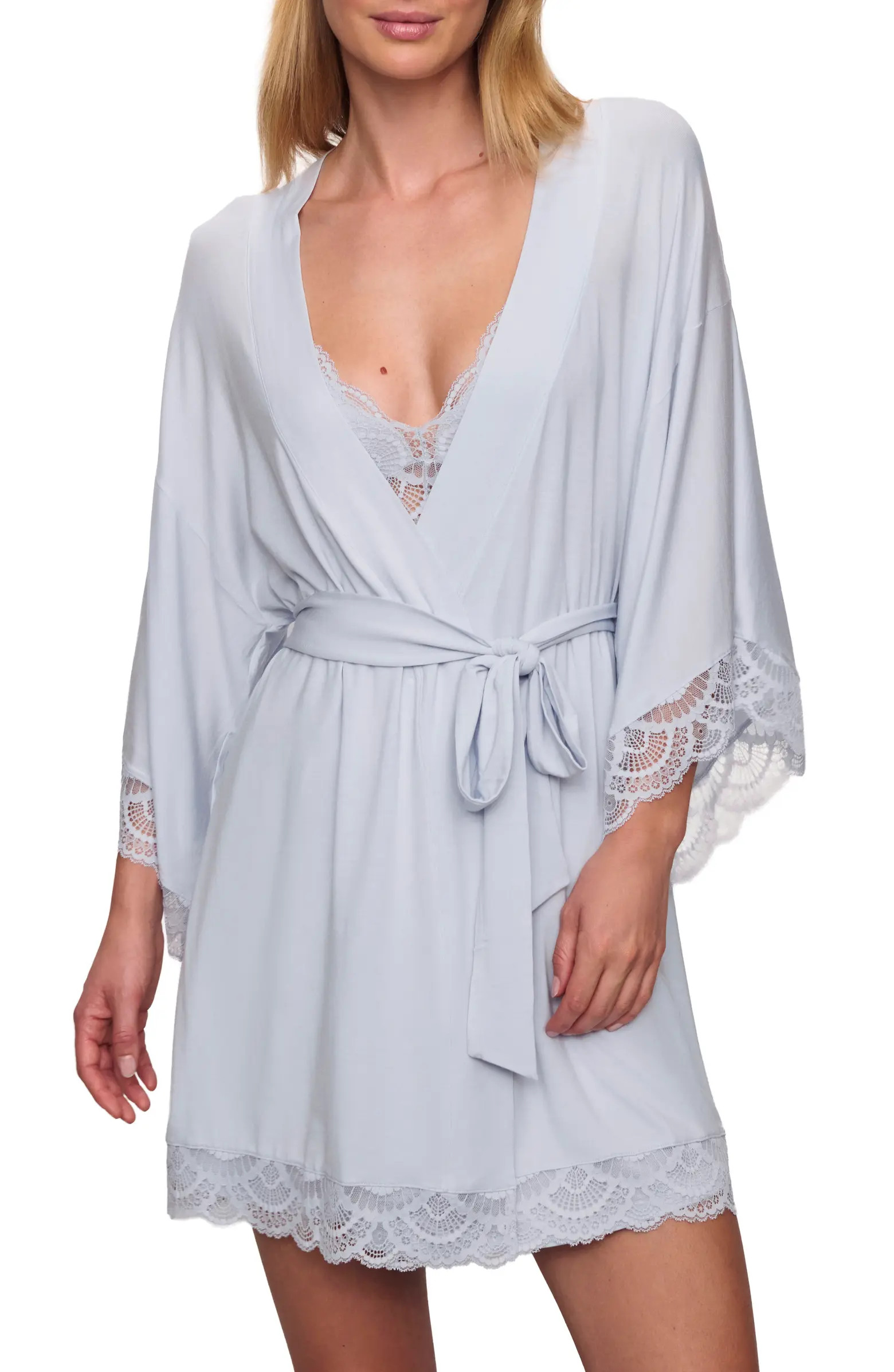 Mariana Lace Trim Jersey Robe | Nordstrom