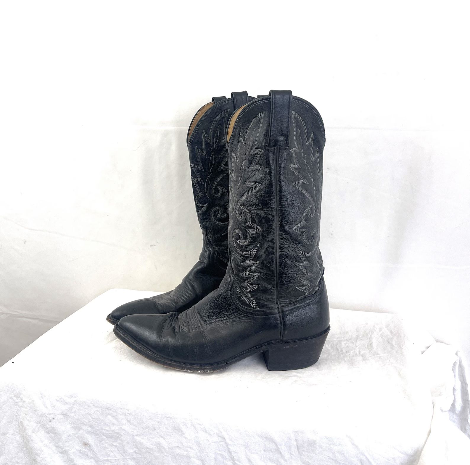 Vintage Dan Post Western Leather Men's Black Cowboy Boots - Size 10 D | Etsy (US)
