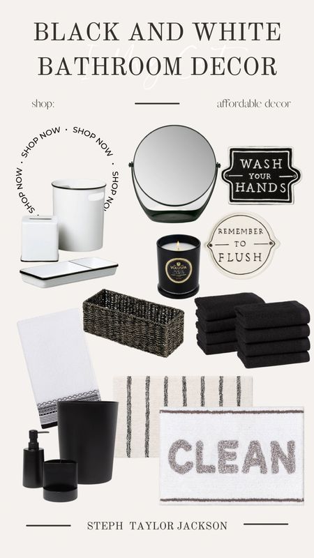 Bathroom decor, black and white bathroom, boys bathroom, neutral decor, Walmart, Target, home refresh, Steph Taylor Jackson 

#LTKhome #LTKunder100