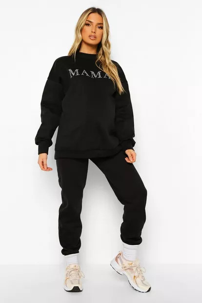 Maternity Mama Leopard Sweatshirt Tracksuit | Boohoo.com (US & CA)