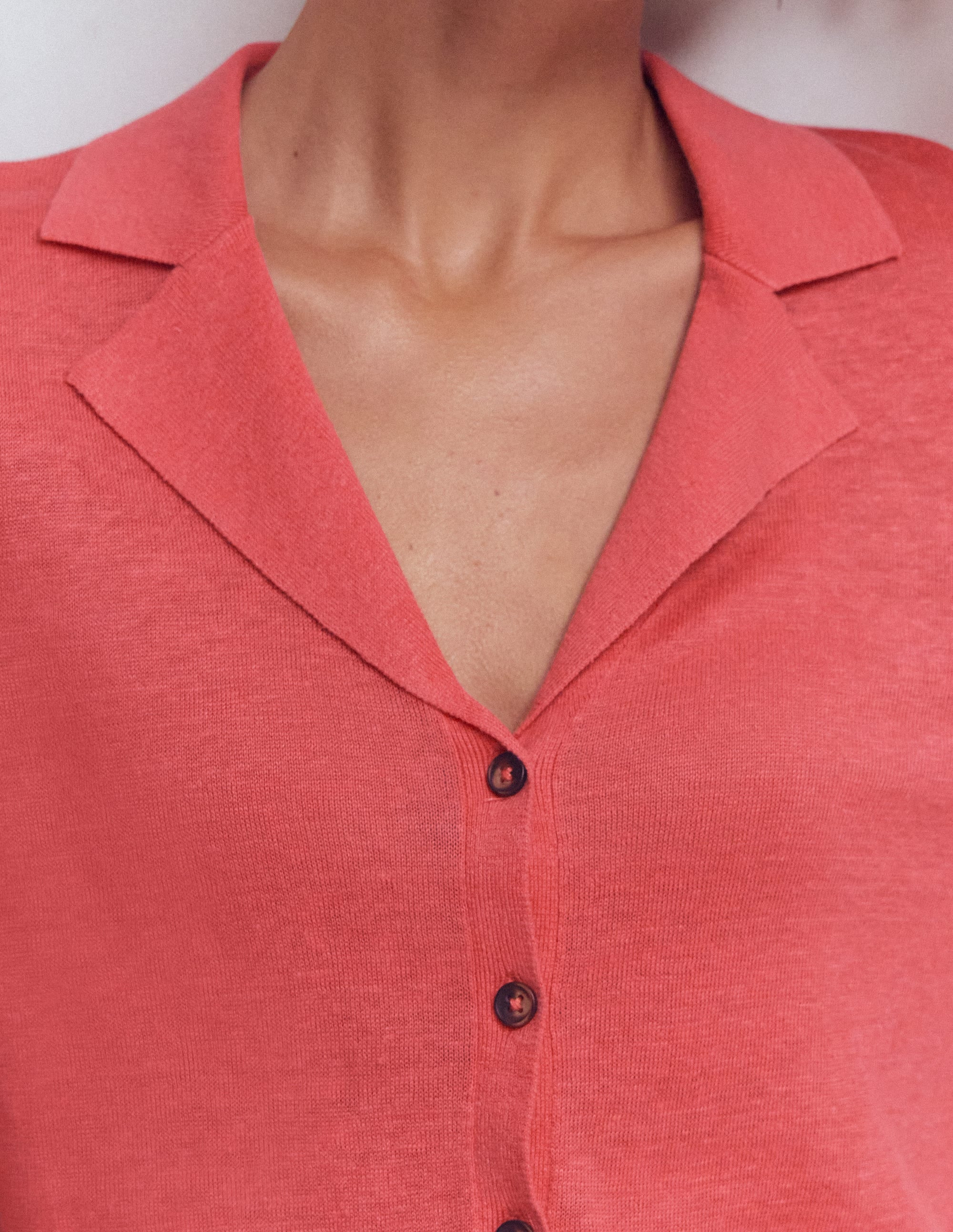 Agnes Collar Linen Cardigan-Coral | Boden (US)