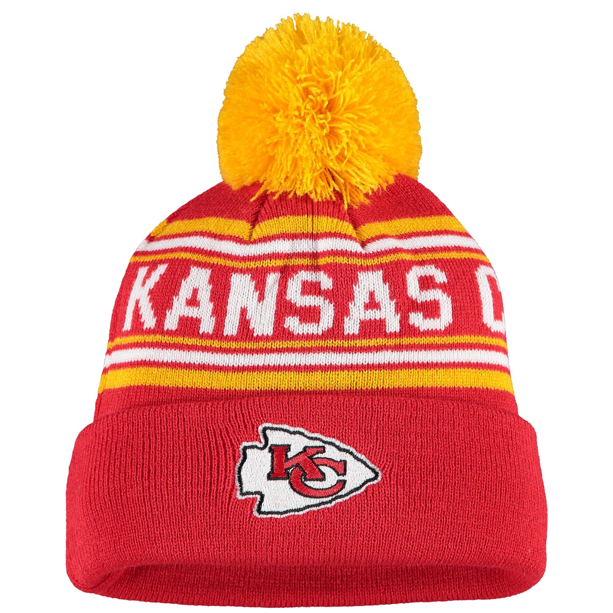 Kansas City Chiefs Toddler Jacquard Cuffed Knit Hat with Pom - Red | Fanatics