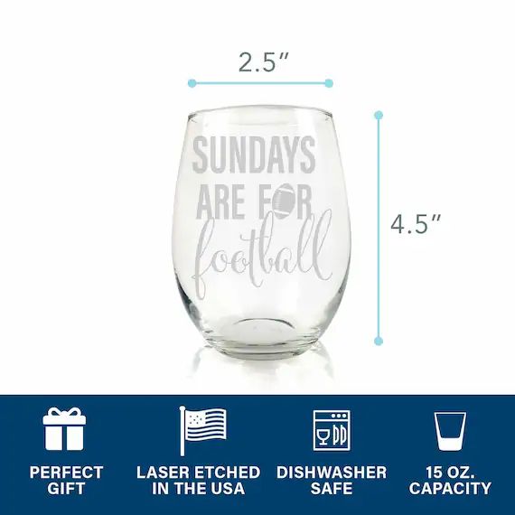 Sundays Are For Football Stemless Wine Glass - Football Wine Glass, Football Gift, Nfl Wine Glass... | Etsy (US)