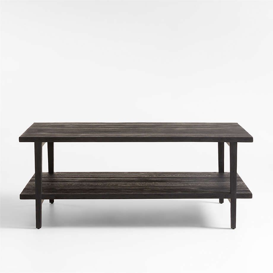 Clairemont Natural Rectangular Two Tier Storage Coffee Table with Shelf + Reviews | Crate & Barre... | Crate & Barrel