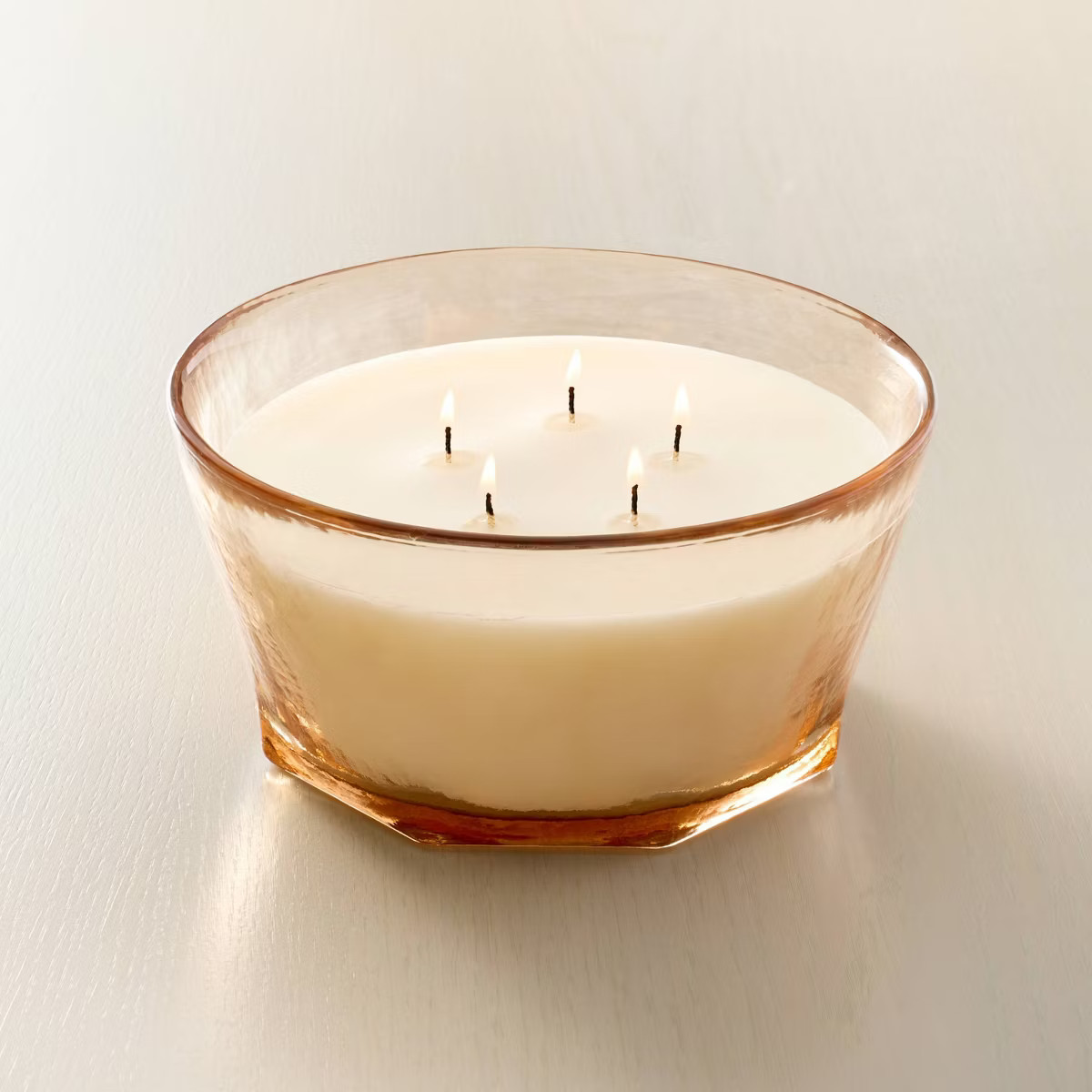 Textured Glass Berry Leaf and Lemon Jar Candle Coral - Hearth & Hand™ with Magnolia | Target