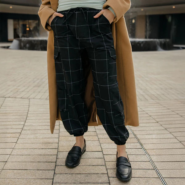 Jetsetter Cargo Joggers, Black Windowpane | Albion Fit